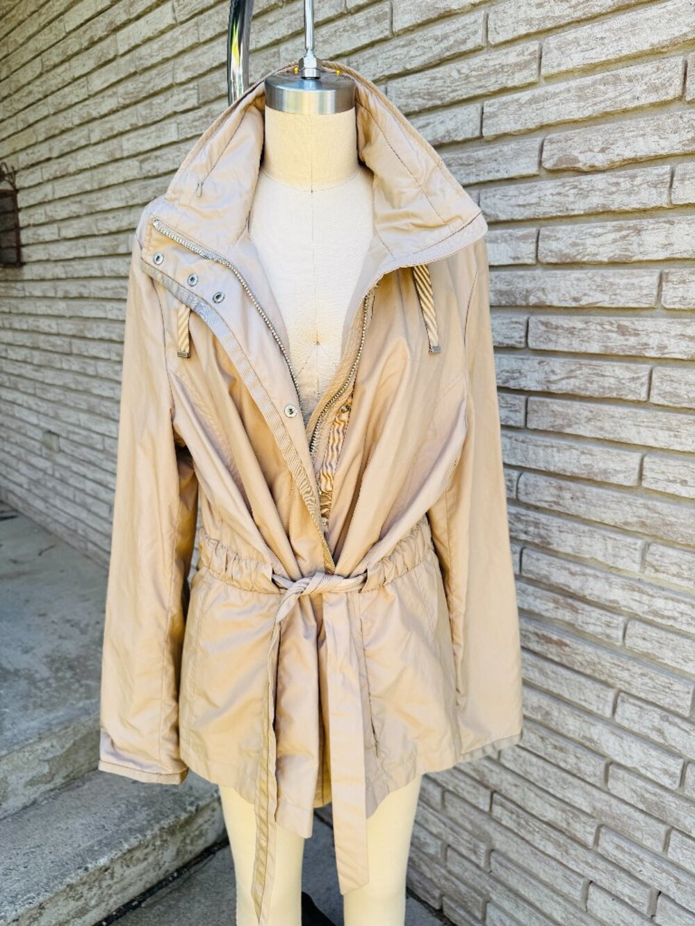 GEOX Respira Tan Belted Breathable Jacket Coat US 16 NWOT